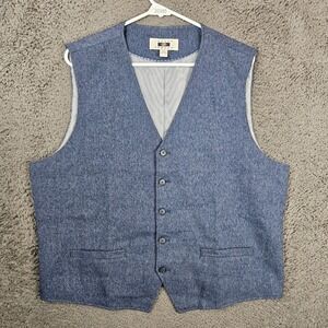 Joseph Abboud Mens XXL Blue Heathered Button Front Dress Vest